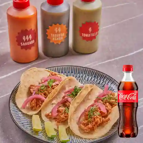 Taco Cochinita Pibil x3 Unid +CocaCola Org 400ml