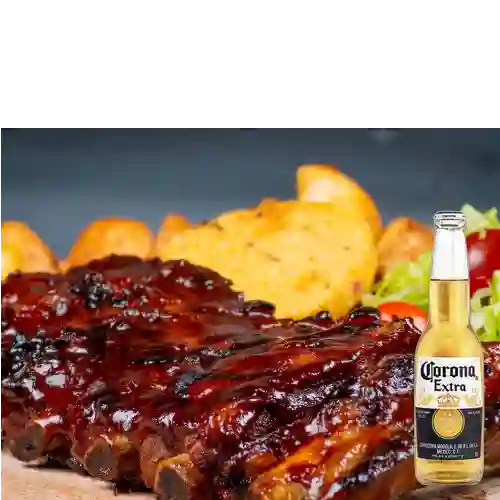 Combo Costillas Media Rack + Corona 350 ml