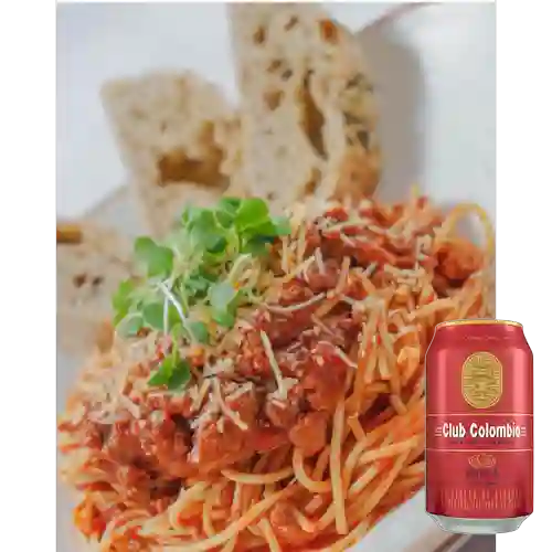 Combo Pasta Bolognesa + Club col. Roja Lta 330ml