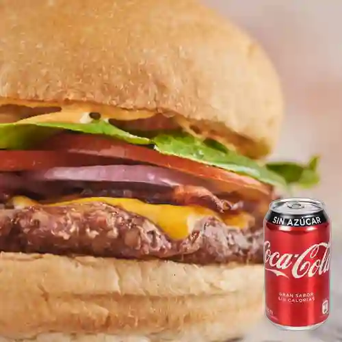Combo Burguer Pochos Orig +Cocacola Zero 235 ml Lata