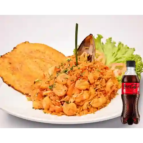 Combo Arroz con Camarón + Coca Cola Sin Azúcar 400 ml