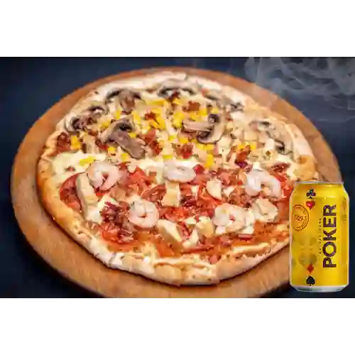 Combo Pizza Bella Ragazza + Cerveza Poker Lta 330ml