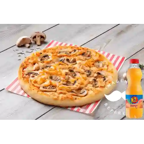 Combo Pizza de Pollo con Champiñones + Hit Mango