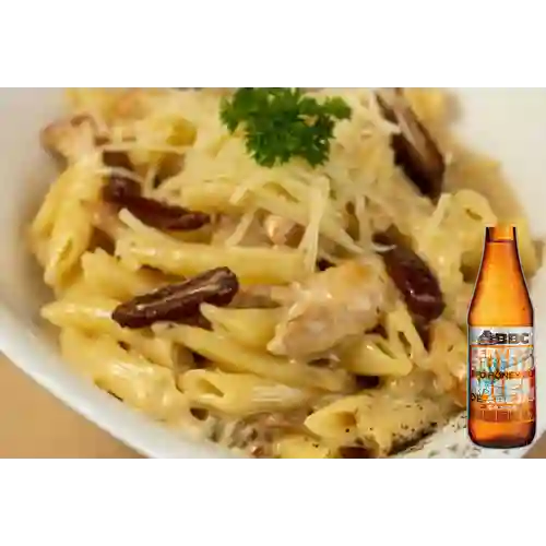 Combo Pasta 3 Quesos Dátiles Pollo + BBC Cajica Honey Ale 330ml