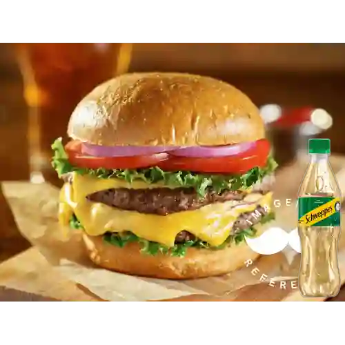 Combo Hamburguesa Doble + Schweppes Ginger Ale 400 ml