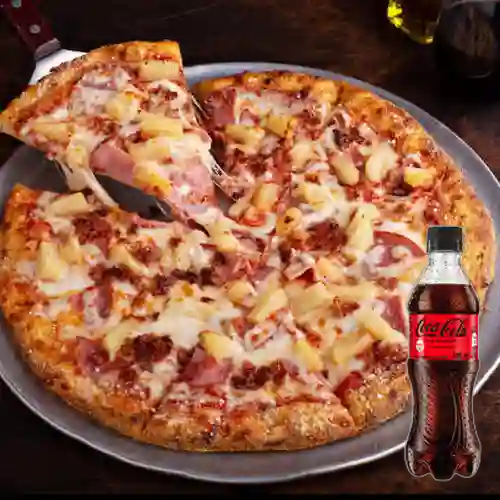 Combo Pizza Hawaiana c/ Pepperoni +Cocacola S/az 400ml
