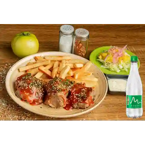 Costillas de Cerdo al Barril +Manantial C/gas 600ml