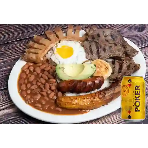 Combo Mini Bandeja Paisa + Cerveza Poker Lta 330ml