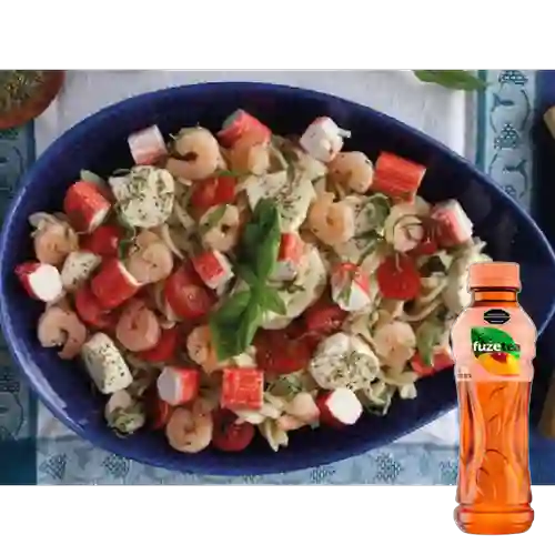 Caprese Tornillos Pasta&Camarón +Fuzetea Durazno 400ml