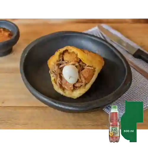 Combo Arepa Karne Chicharrón + Mr Tea Durazno 500 ml
