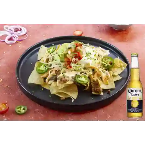 Combo Nachos Locos Mixtos. + Cerveza Corona Bot. 355ml