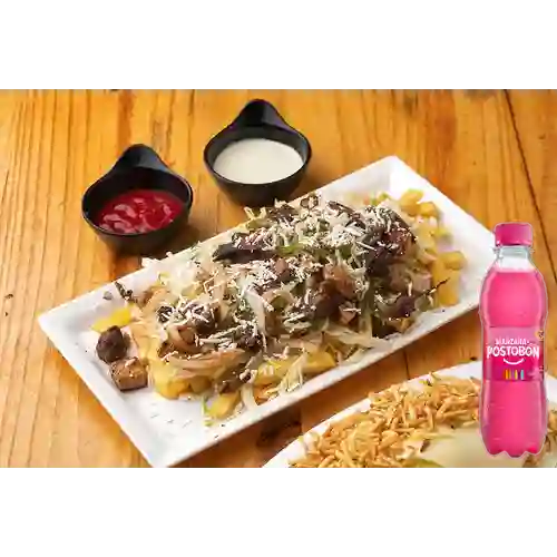 Salchipapa Mixta Sencilla +Postobón Manzana 250ml