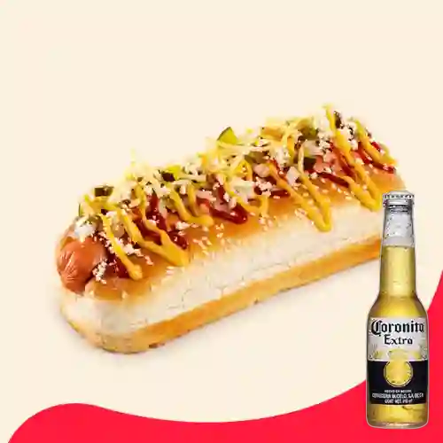 Combo Perro Altoque + Cerveza Coronita 210 Cc