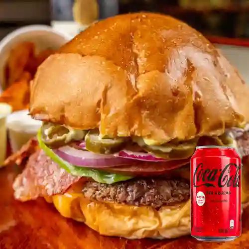 Combo Hamburguesa Base de Res +Cocacola S/az 330ML