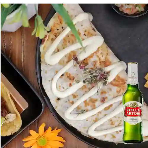 Combo Quesadilla Pastor c/ Piña + Stella Artois 355ml