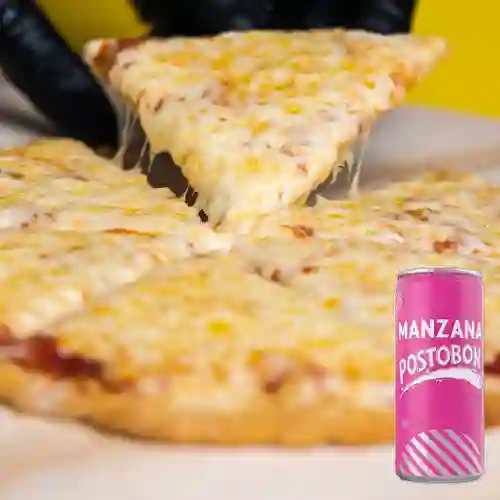 Pizza Extra Queso 6 Porciones +Postobón Manzana 269ml
