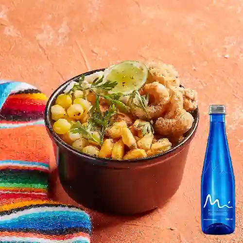 Combo Esquites de Chicharrón. + Manantial S/gas 500ml.