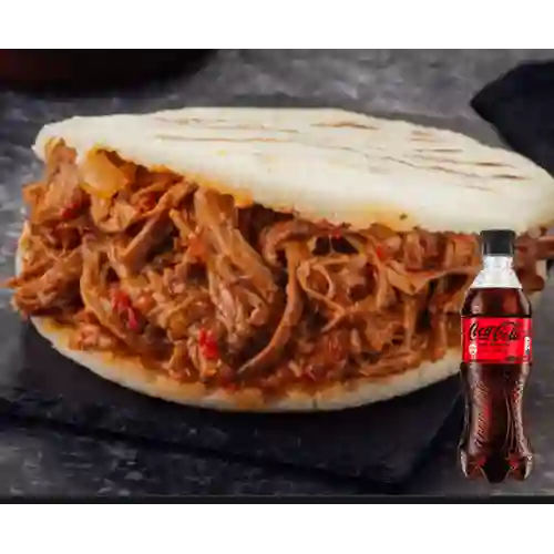 Arepa Carne Desmechada +Gaseosa Cocacola S/az 400ml