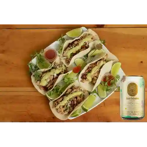Combo 4 Tacos Pollo + Club Col. Dorada 330ml