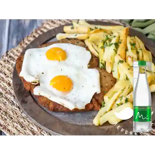Combo Milanesa a Caballo + Manantial  Con Gas 500 ml