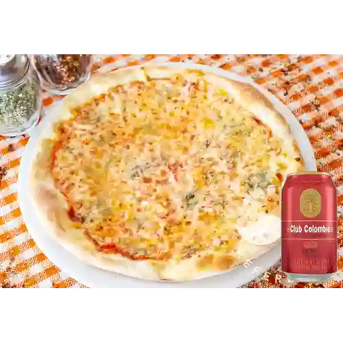 Combo Pizza Cuatro Quesos + Club col. Roja Lta 330ml