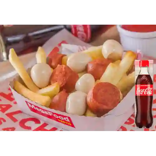 Combo Salchipapa con Huevo + Gaseosa 400Ml Postobon