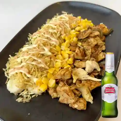 Combo Chuzo de Pollo + Stella Artois Bot. 330ml