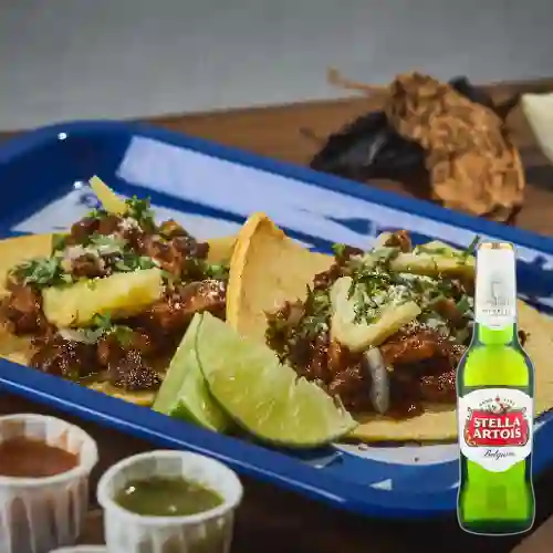 Combo Tacos Al Pastor + Stella Artois 350 ml