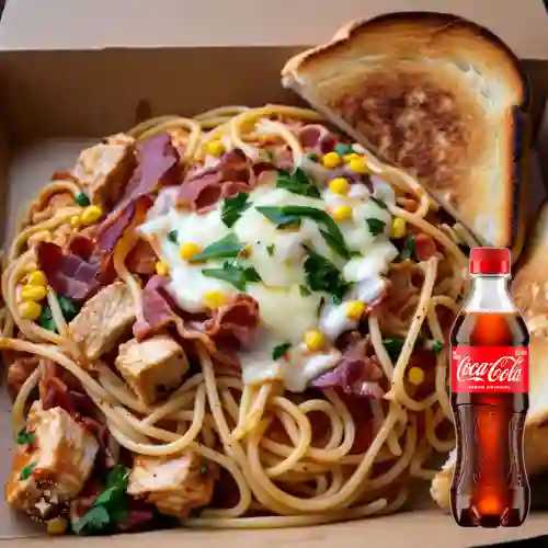 Combo Pasta Pollo,Tocineta +Cocacola Orig 400ml