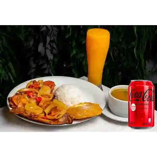 Combo Sobrebarriga a la Criolla +Cocacola S/az 330ML