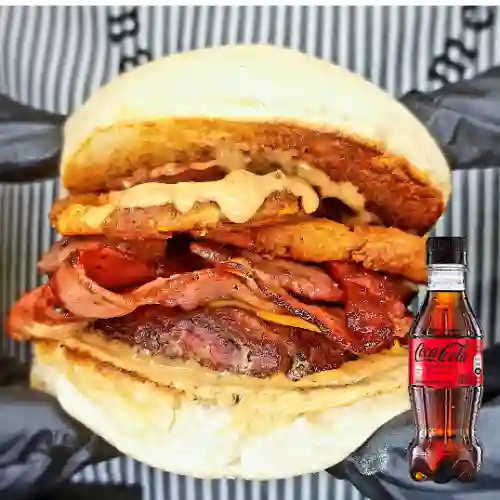 Combo Chipotle Bbq Burger +Papas +Cocacola S/az 250ML