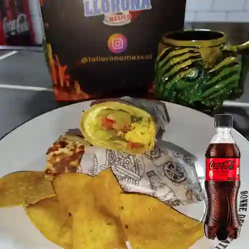 Combo Burro Pollo Mex + Coca Cola Sin Azúcar 400 ml