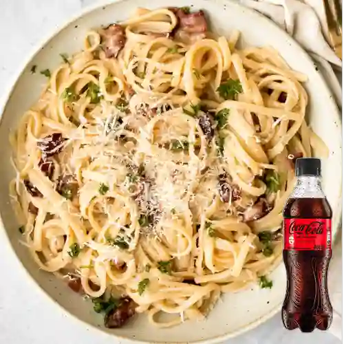 Combo Pasta Carbonara + Coca Cola Sin Azúcar 400 ml