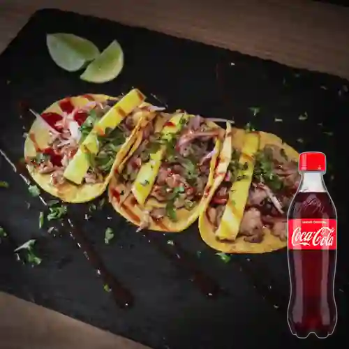 Combo Tacos Al Pastor X3 +Cocacola Orig 400ml