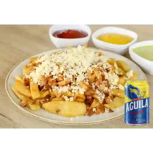 Combo Papas Pollo + Cerveza Aguila Original Lta 330ml