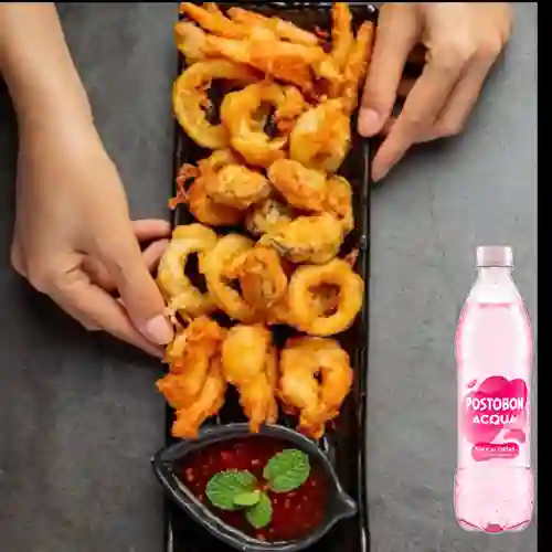Camarones Crunk +Acqua Postobón Frutos Rojos 250ml