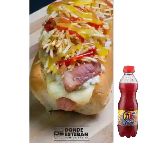 Combo Perro Grande con Tocineta + Hit Mora 500 ml