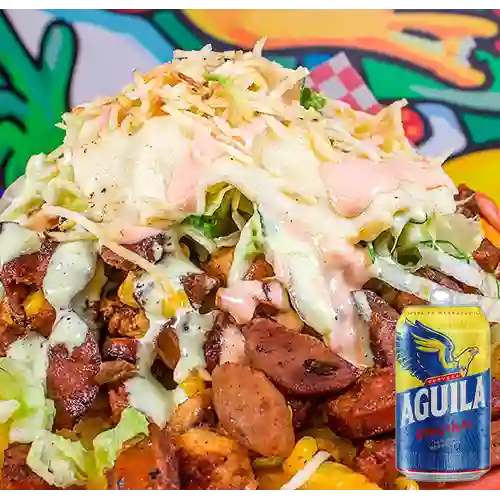 Combo Salchipapa Costeña Combinada 100% + Aguila 355ml