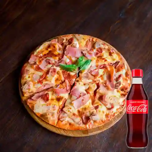 Pizza de Jamón c/ Champiñones +Cocacola Org 350ml