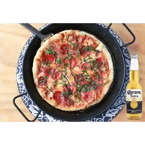 Combo Pizza Mediterranea + Corona 350 ml