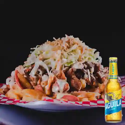 Combo Salchipapa Super Mixta + Aguila Light 350 ml