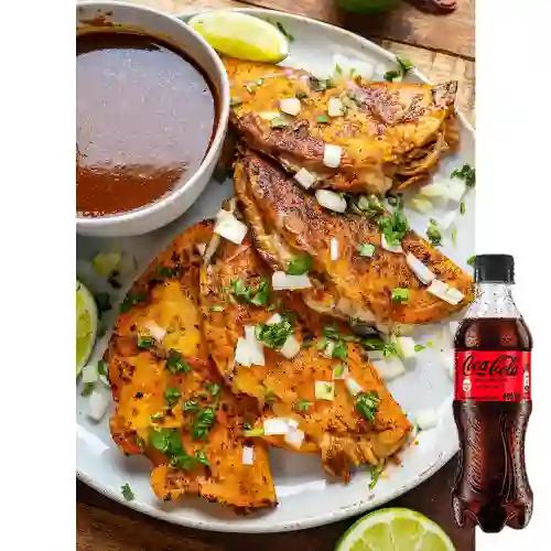 Tacos de Birria tortilla maíz + CocaCola S/az 400ml