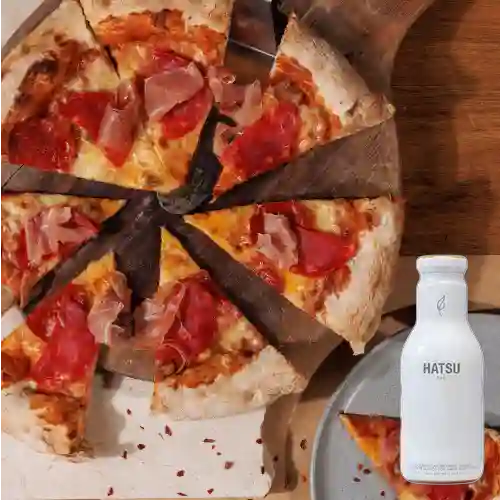Pizza de Carnes +Hatsu Blanco Carambolo&Flor de Loto 400ml