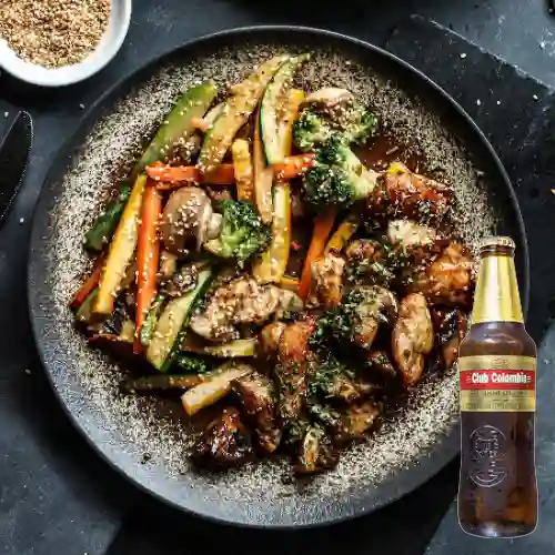 Combo Pollo Teriyaki + Club Colombia Dorada 355 ml