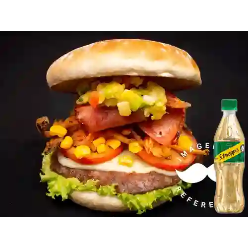 Combo Hamburguesa Ranchera +Schweppes Ginger Ale 400ml