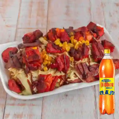 Combo Salchipapa Familiar Costilla BBQ +Colombiana 1 L