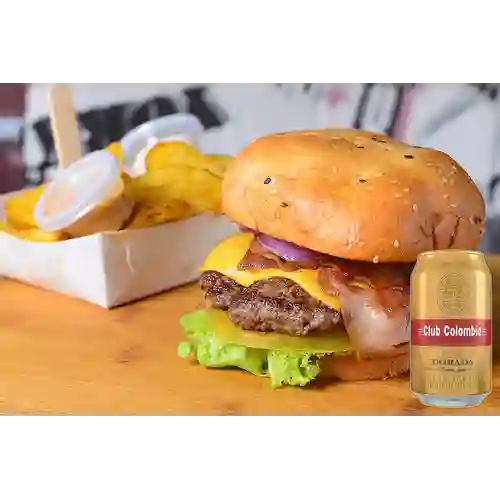 Combo Burger Friends Classic + Club Col. Dorada 330ml Lata