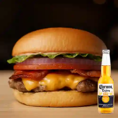 Combo 2x1 Hamburguesa Cheese N Bacon + Corona 330 ml