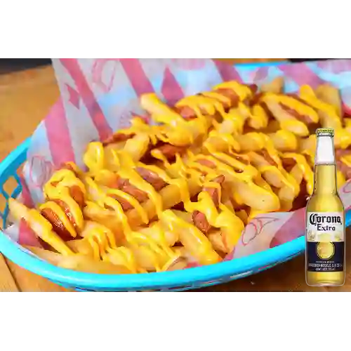 Combo Salchipapa Ranchera + Cerveza Corona Bot. 355ml
