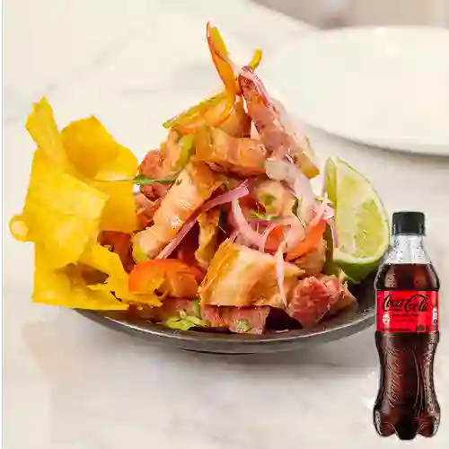 Combo Ceviche de Chicharrón +Cocacola S/az 400ml
